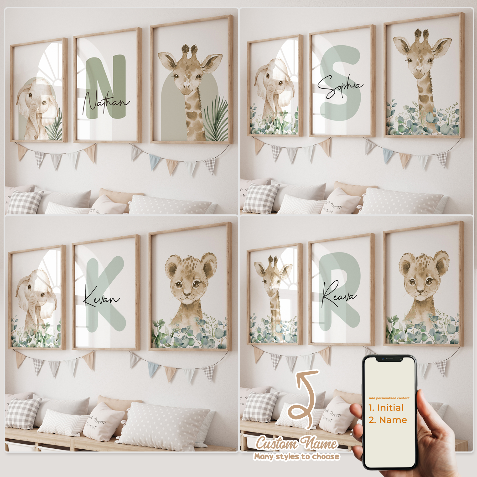 Photography Gallery - 3pcs Personalized Custom Name Cartoon Forest