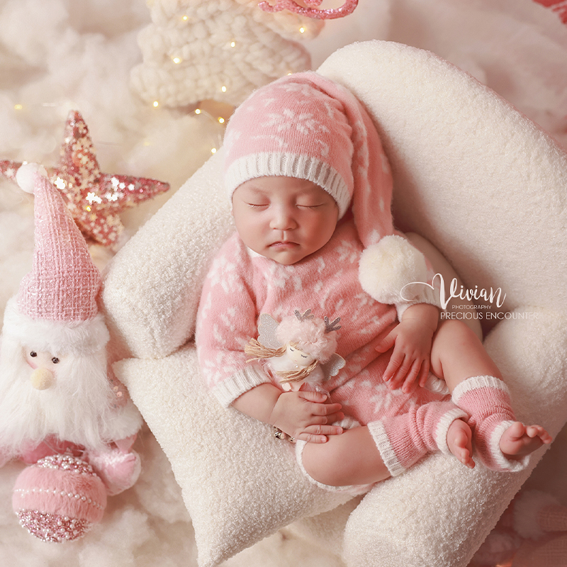 Photography Outfits - Newborn Baby Girl Christmas Outfit Pink