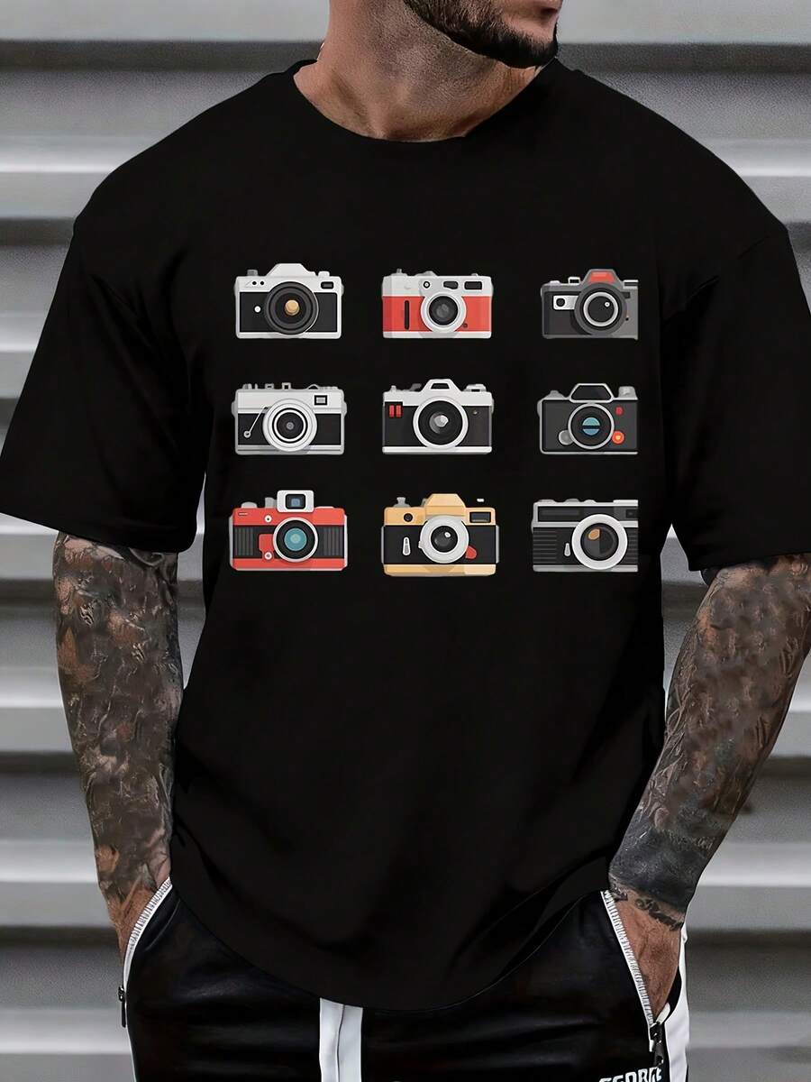 Photography Graphic Design - Camera Graphic Print T Shirt Men