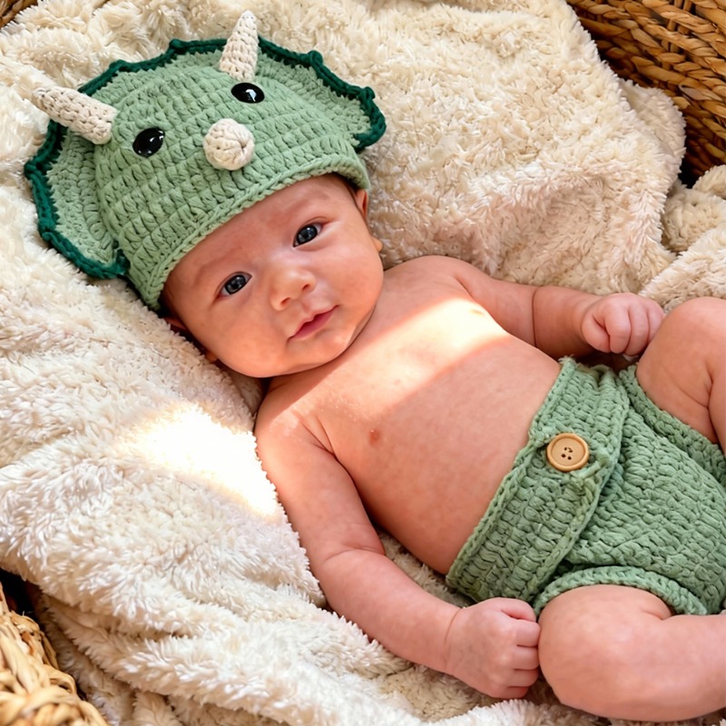 2pcs Crochet Dinosaur Newborn  – обзор и цена Photography Outfits
