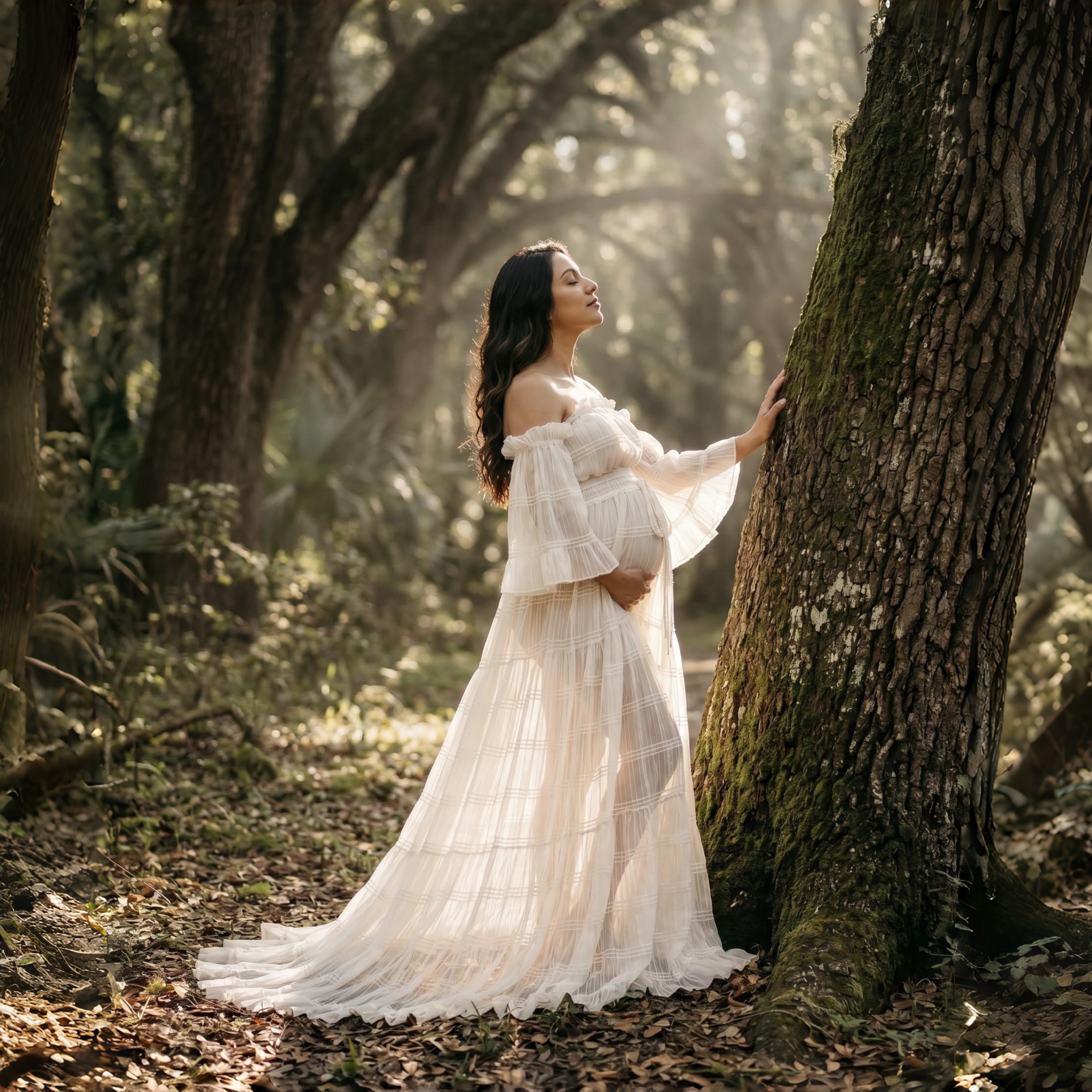 White Pleated Chiffon Maternit – обзор и цена Photography Outfits
