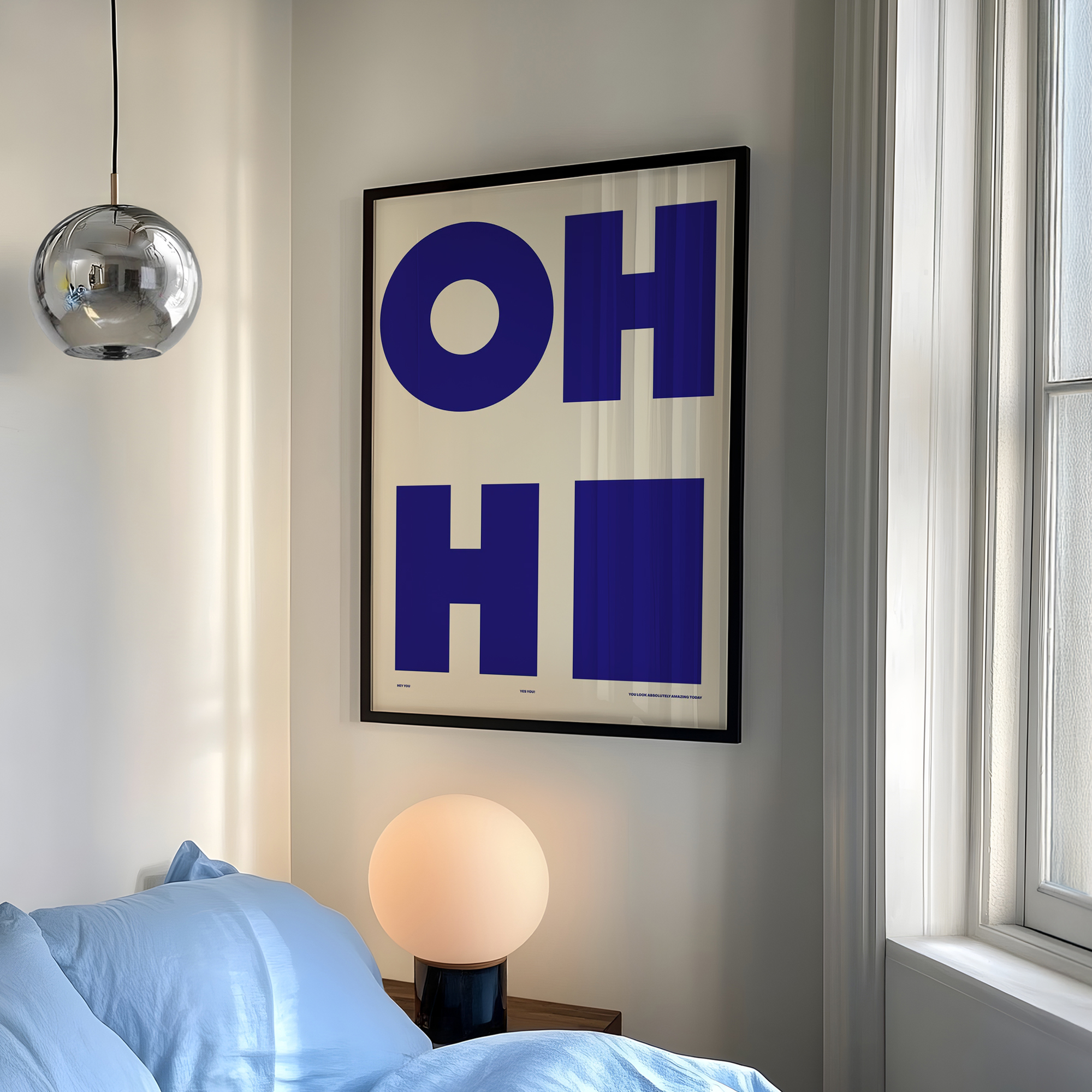Modern,Minimalist OH HI Blue W – обзор и цена Photography Gallery